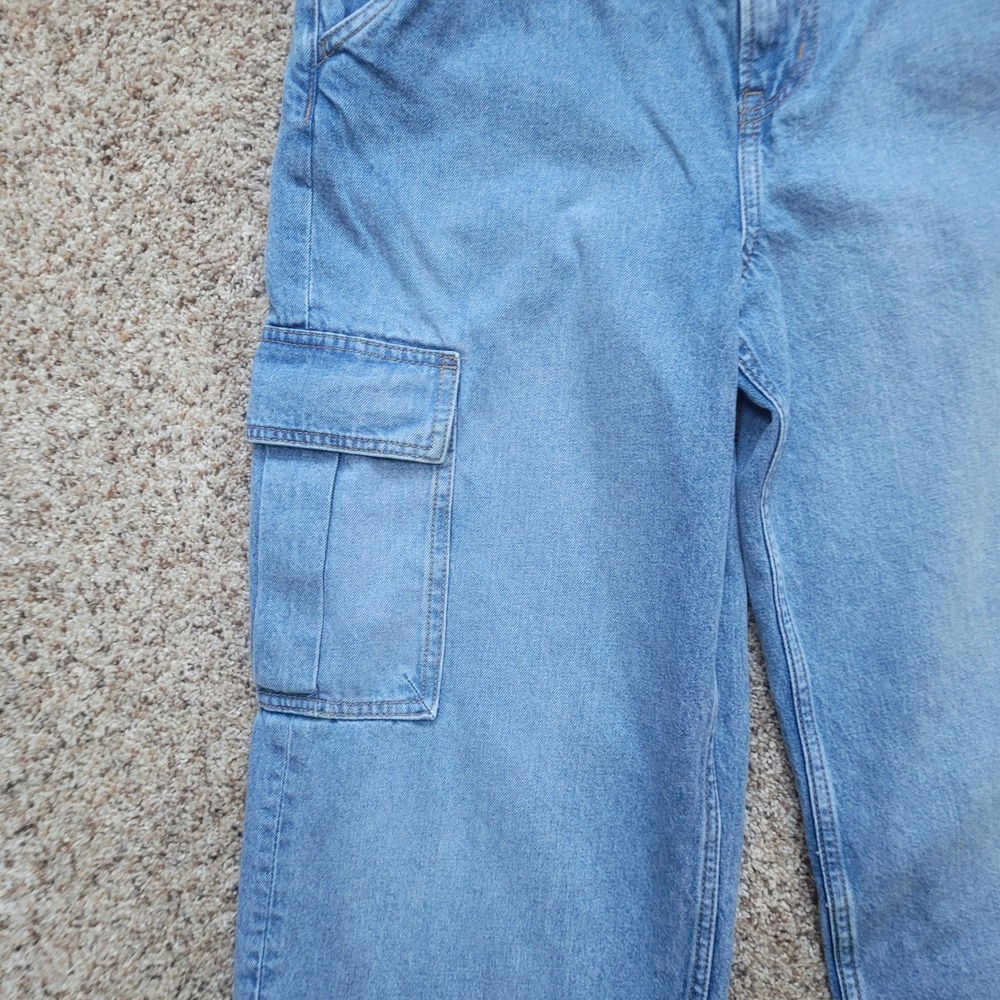 H&M Divided Women Light Wash Wide Leg Cargo Carpenter Jeans 8 - Picture 3 of 10